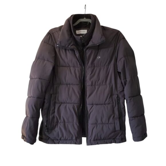 Calvin Klein Insulated Classic Puffer Jacket Ribbed Storm Grey S - Picture 2 of 9